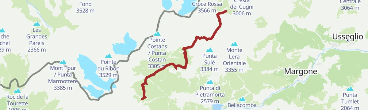 Route map: Alta Via delle Valli di Lanzo: Tappa 5 Rifugio Cibrario